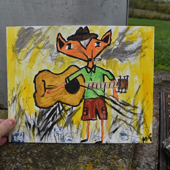 Hand Crafted Other - Original Folk Art Fox Restringing